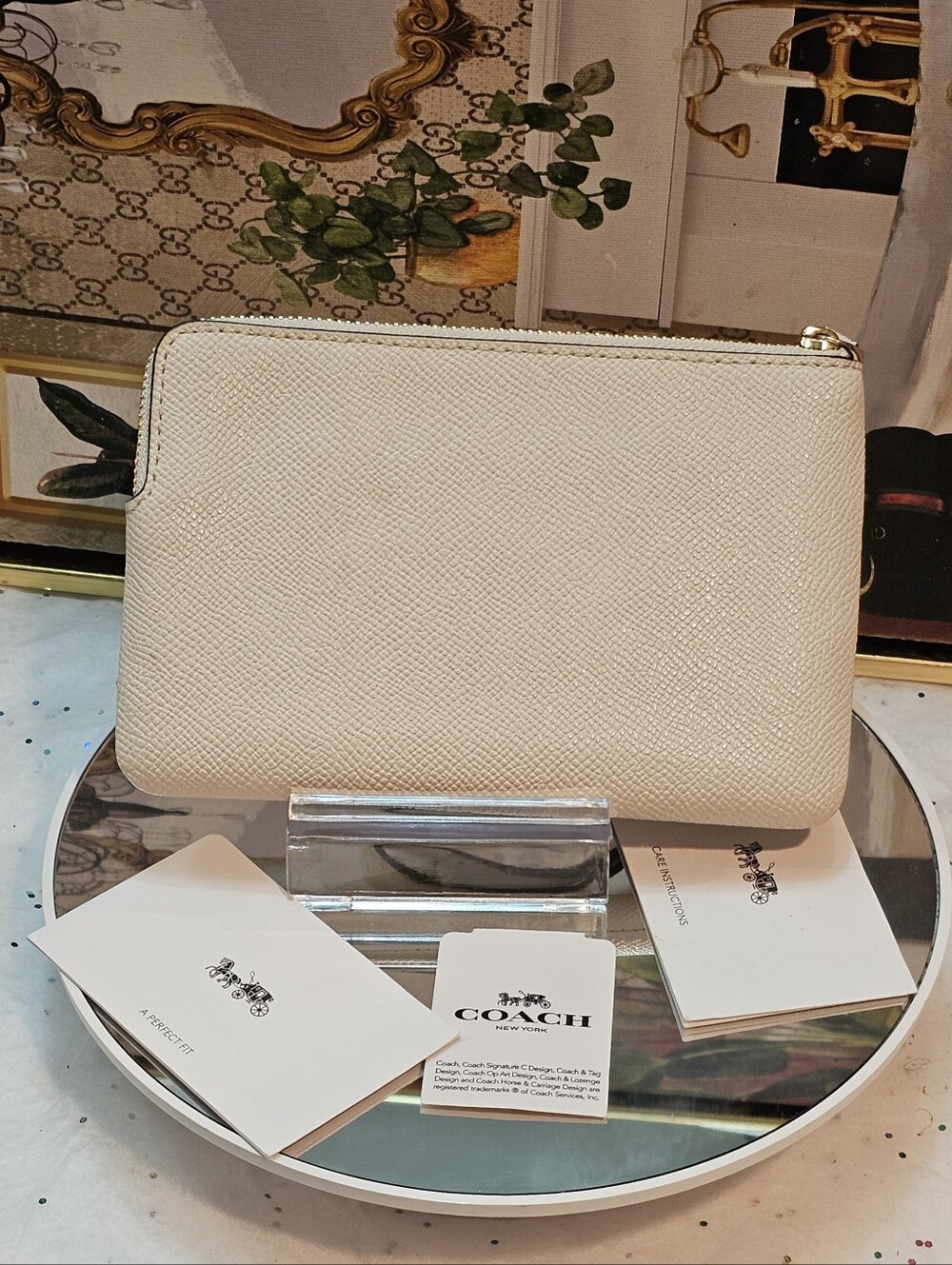 Coach Chalk Cross-Grain Leather Wristlet - Picture 3 of 16